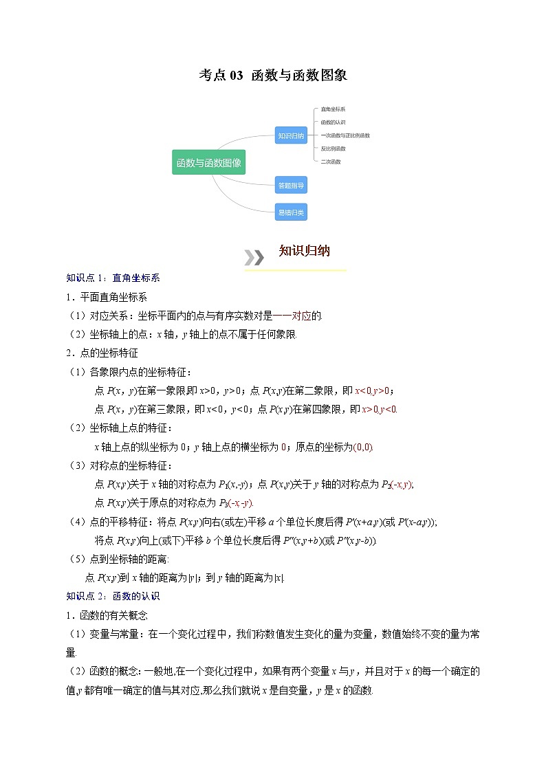 考点03 函数与函数图象-最新中考数学必背知识手册第1页