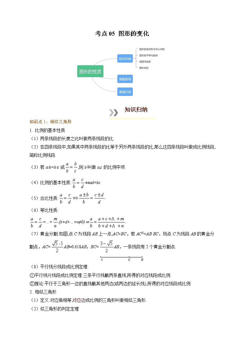 考点05 图形的变化-最新中考数学必背知识手册第1页