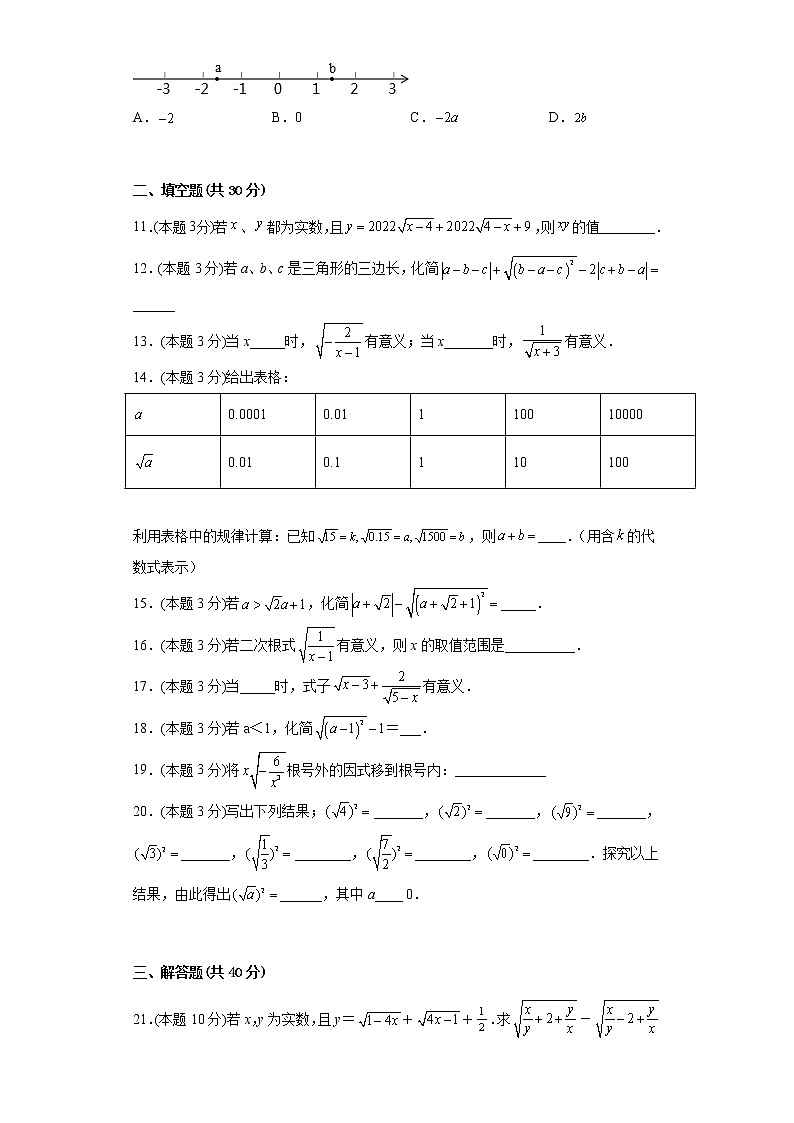 16.1二次根式寒假预习自测人教版数学八年级下册02
