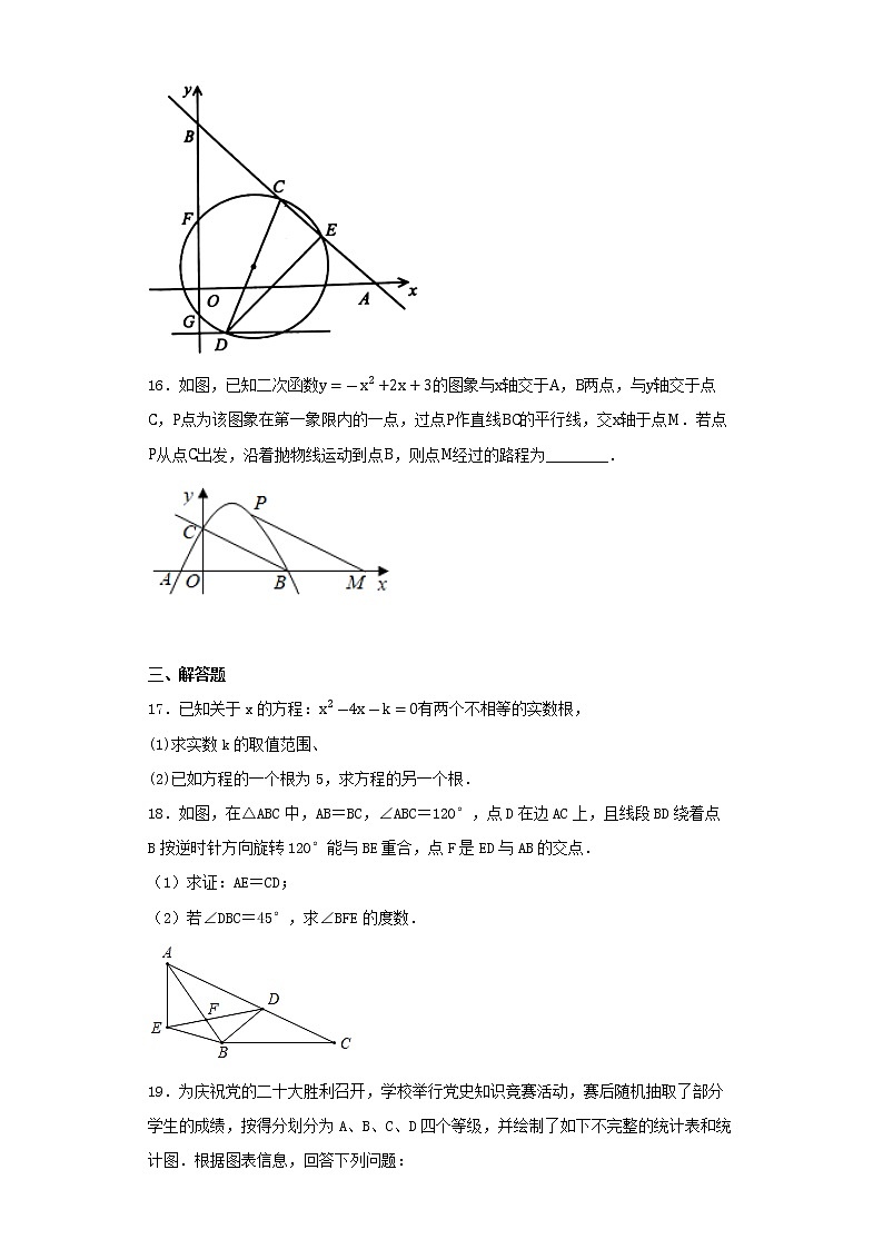 湖北省武汉市外国语学校2022-2023学年九年级上学期期末考试数学试题03