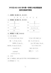 宁夏中卫市中宁县2022-2023学年上学期九年级期末考试数学试卷