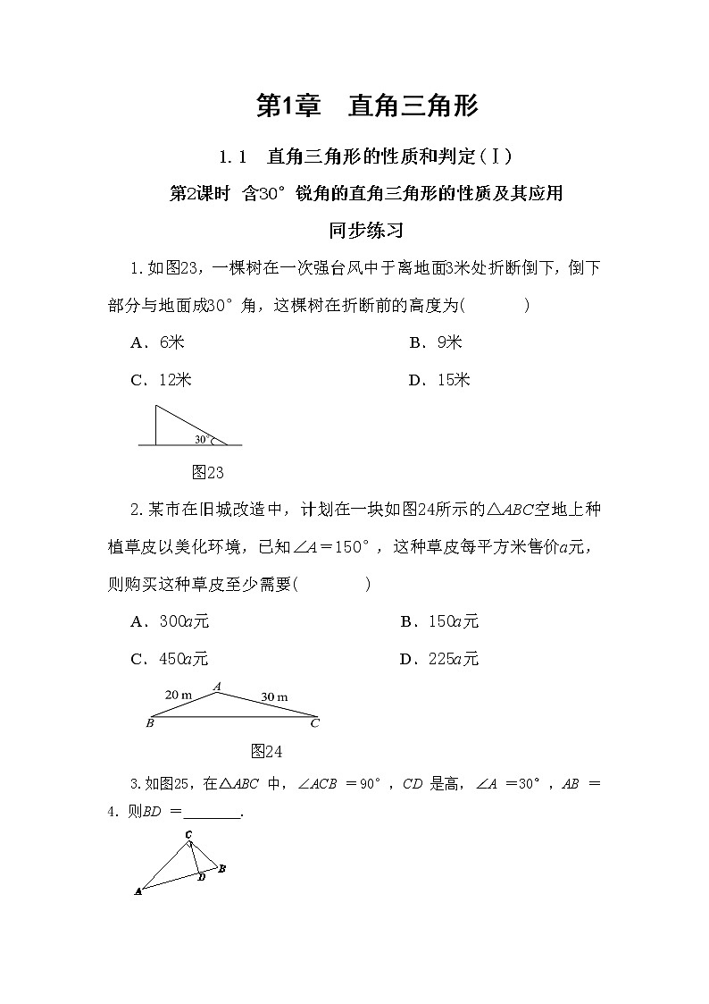 1.1 直角三角形的性质和判定（Ⅰ）第2课时（课件+教案+练习）01