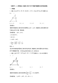 2023年中考集训20讲专题07：A型相似三角形