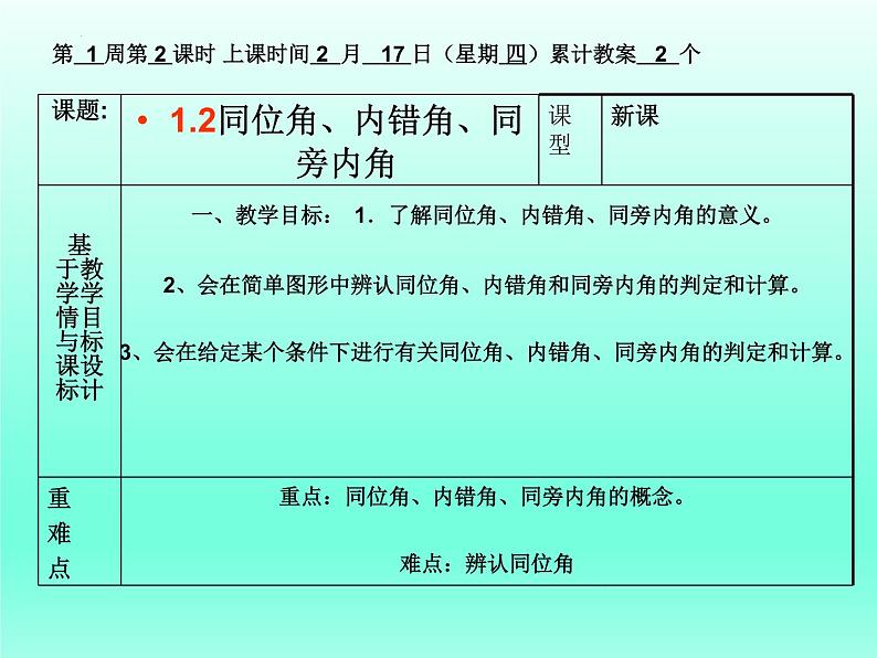 1.2 同位角、内错角、同旁内角 浙教版数学七年级下册课件第1页