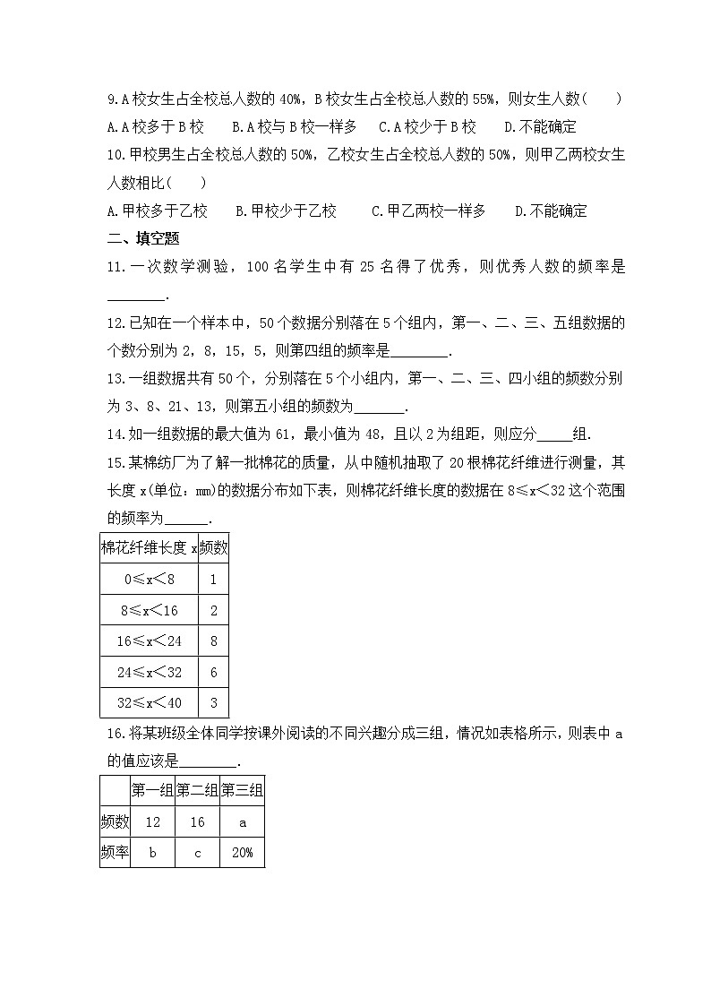 苏科版数学八年级下册课时练习7.3《频数和频率》(含答案)02