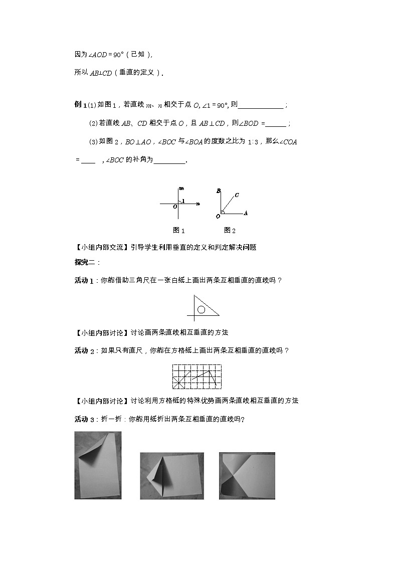北师大版中学数学七年级下第二章相交线与平行线2.1两条直线的位置关系（第2课时）教学详案第3页