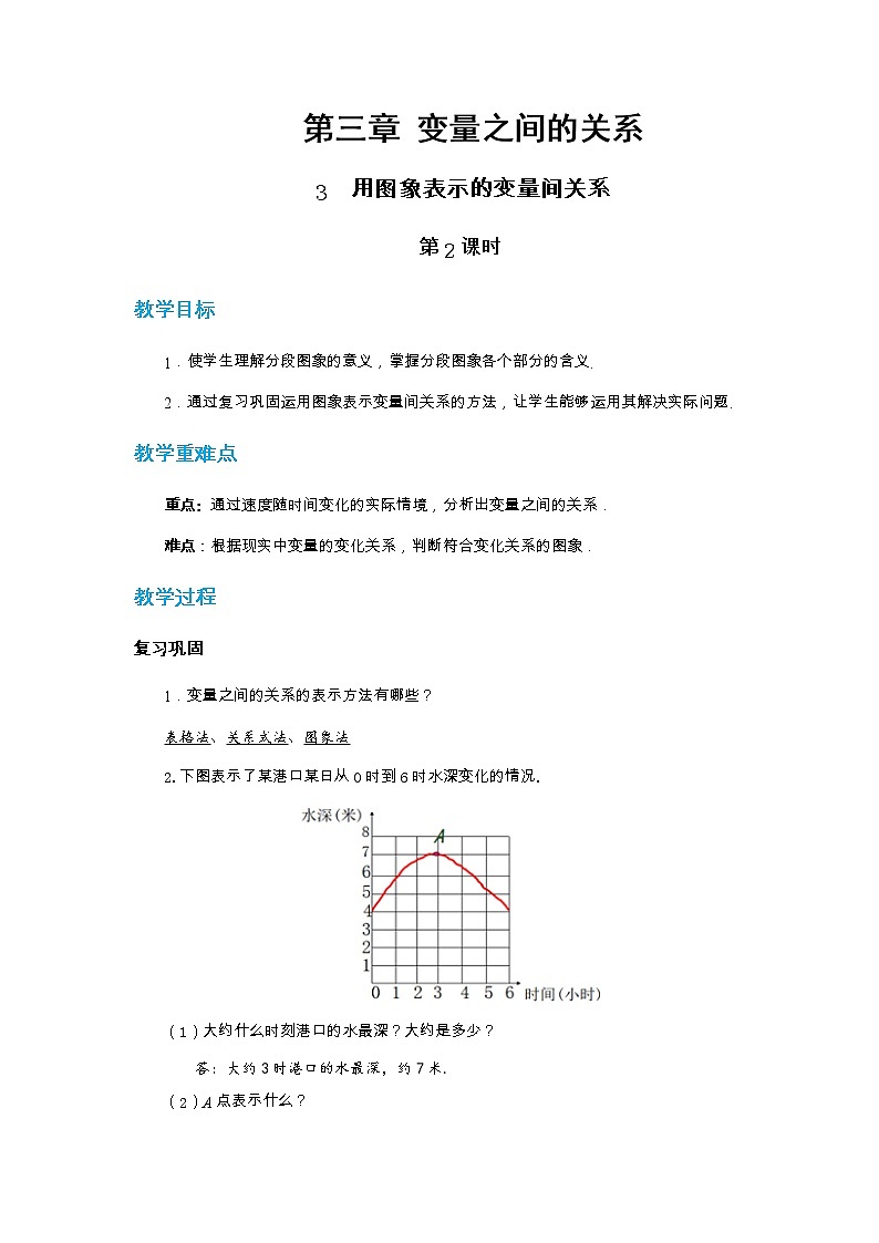 3.3 用图象表示的变量间关系 第2课时（课件PPT+教案+练习）01