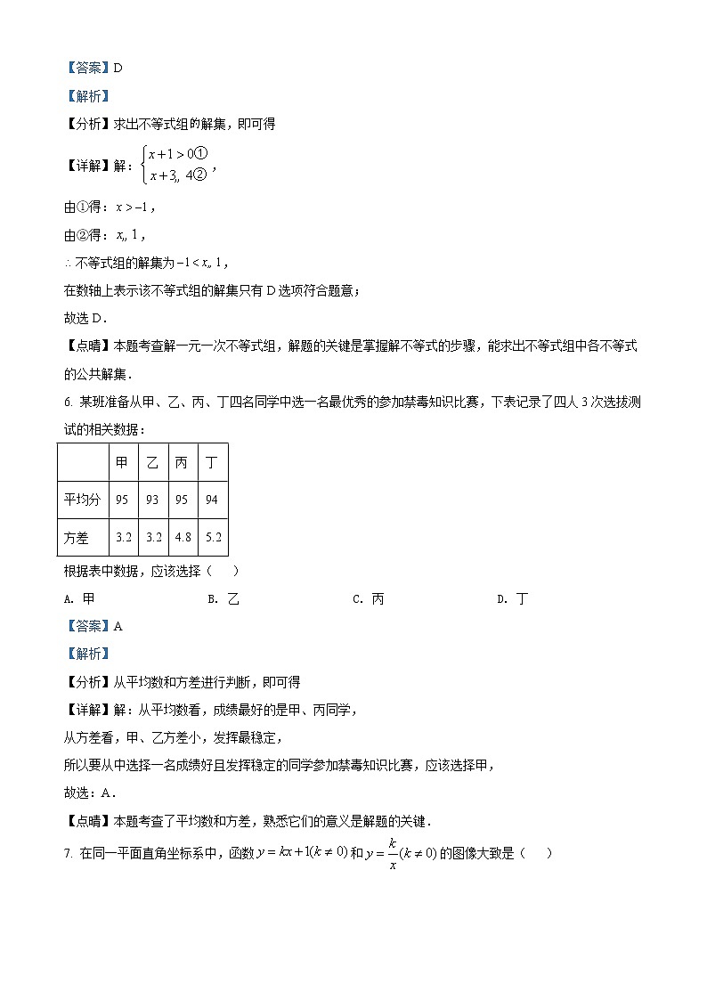 2022年湖南省张家界市中考数学真题03