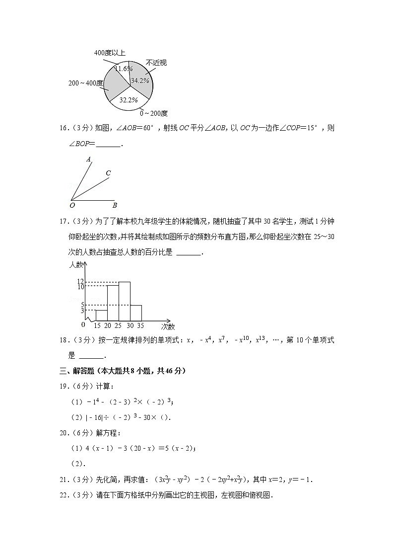 2022-2023学年甘肃省酒泉二中七年级（上）期末数学试卷03