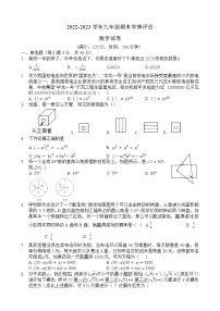 河南省郑州市西一中学2022-2023学年九年级上学期期末线上学情评估数学试卷(含答案)