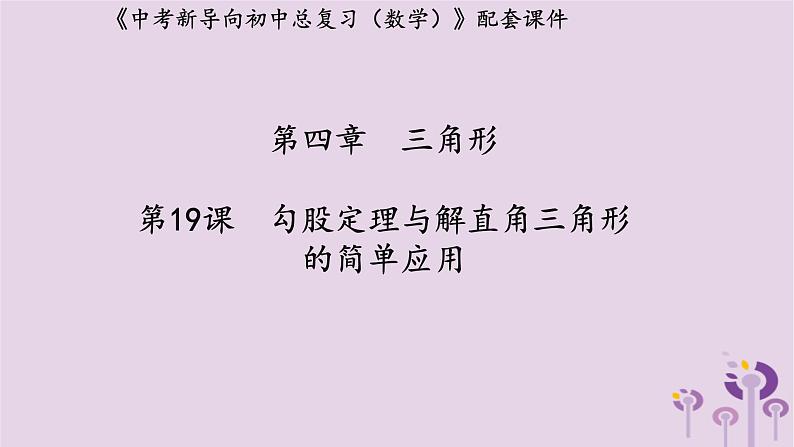 中考数学新导向复习第四章三角形第19课勾股定理与解直角三角形的简单应用课件（带答案）01