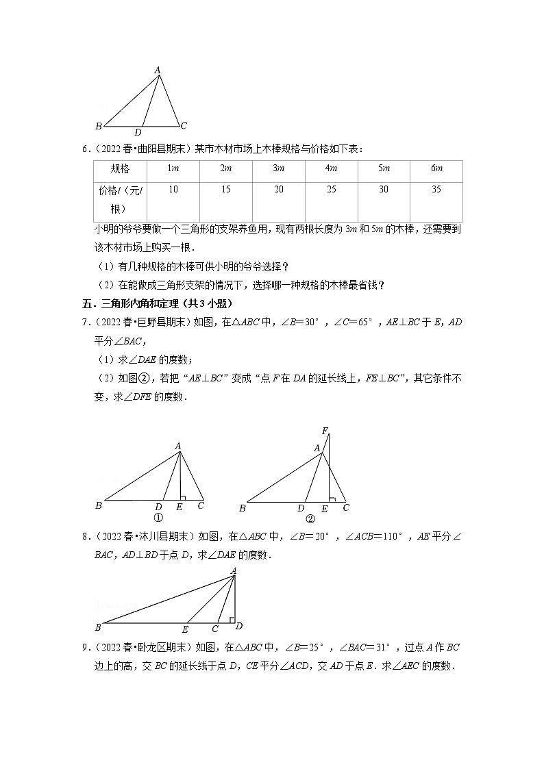 第11章 三角形（基础、常考、易错、压轴）分类专项训练（原卷版）第2页