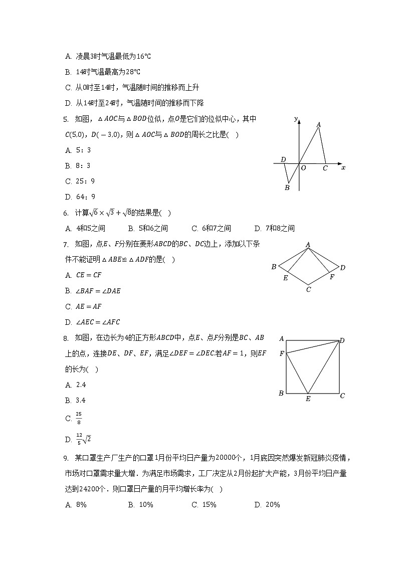 2022-2023学年重庆一中九年级（上）段考数学试卷（11月份）(解析版)第2页