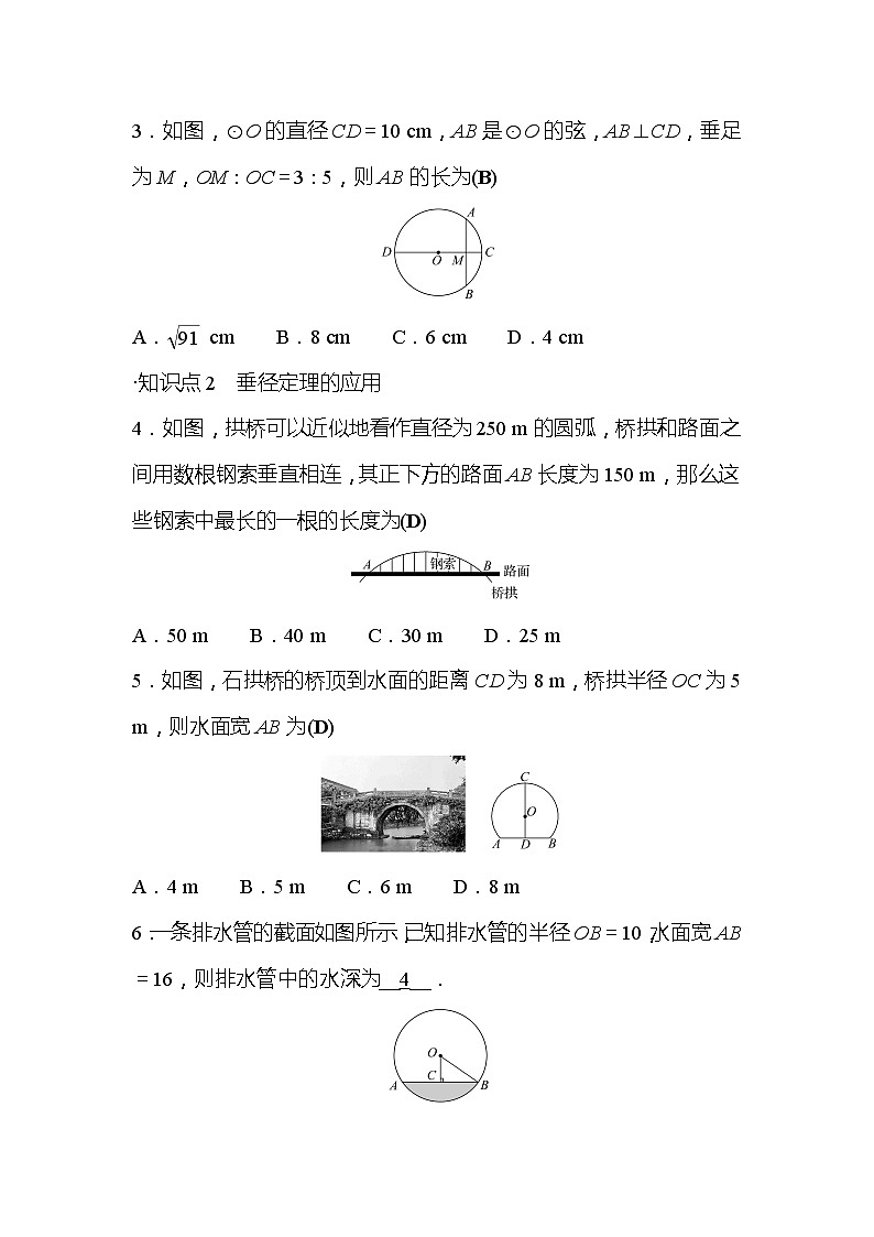 3.3 垂径定理 北师大版数学九年级下册作业(含答案)02