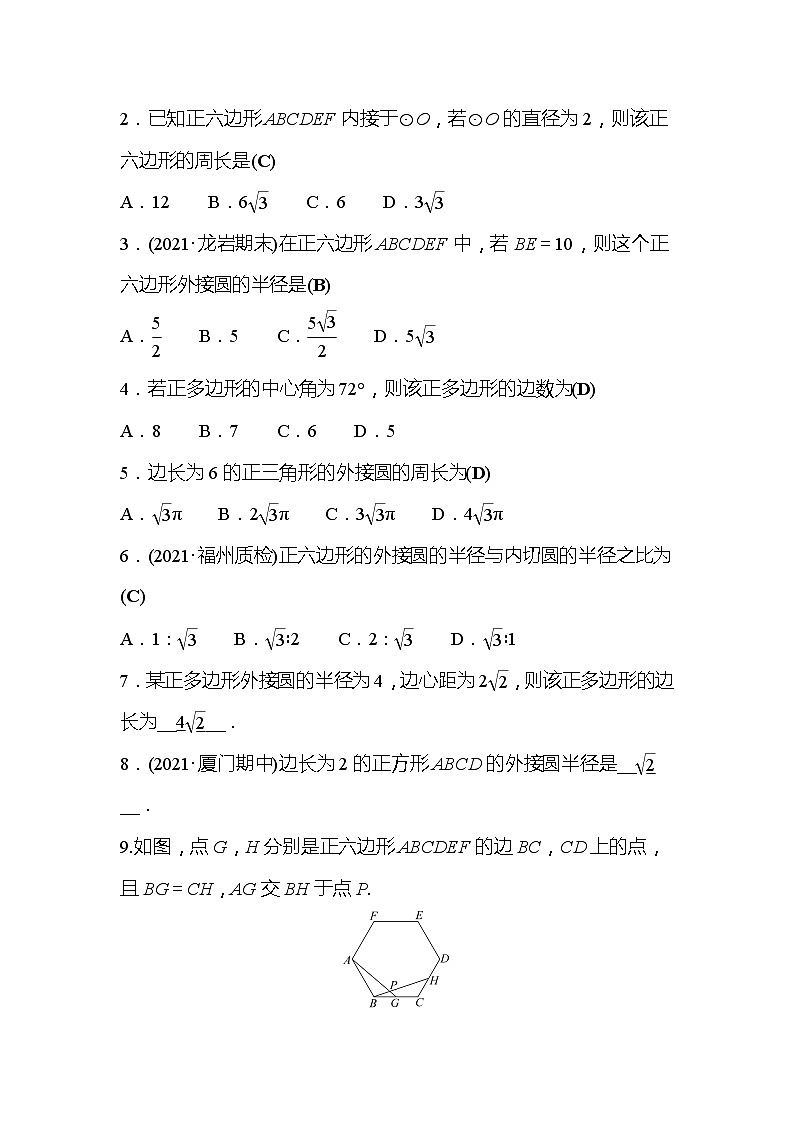 3.8 圆内接正多边形 北师大版数学九年级下册作业(含答案)02
