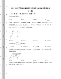 2022-2023学年浙江省湖州市中考数学专项突破仿真模拟卷（一模二模）含解析