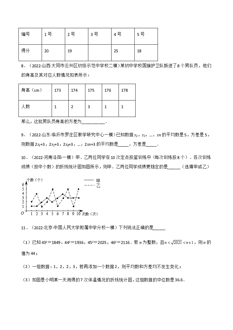 专题20.2 数据的波动程度（备作业）精编八年级数学下册同步备课系列（人教版）（原卷版）第3页