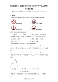 湖北省武汉市一初慧泉中学2022-2023学年九年级上学期1月考数学试题