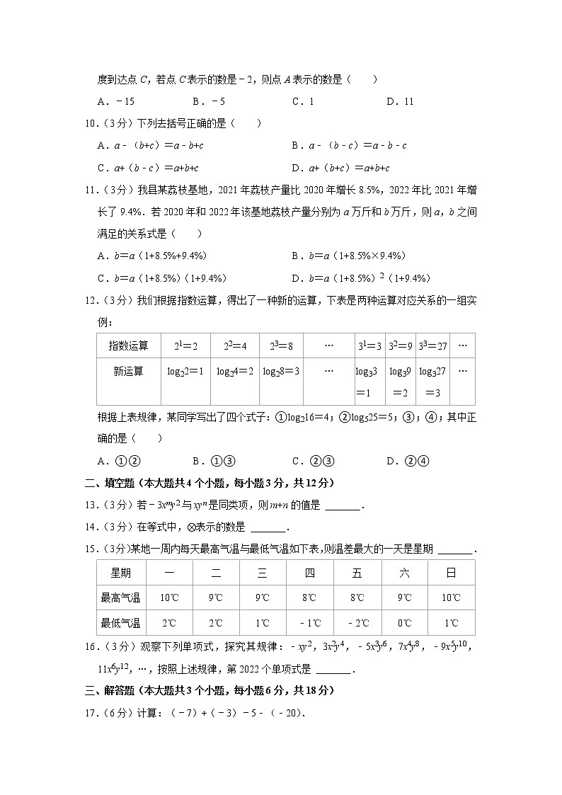 2022-2023学年四川省泸州市合江县七年级（上）期中数学试卷02
