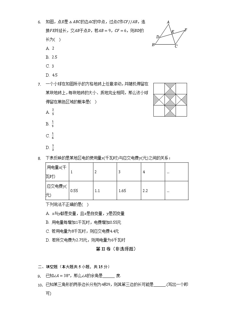 陕西省榆林市子洲县2021-2022学年七年级（下）期末数学试卷第2页
