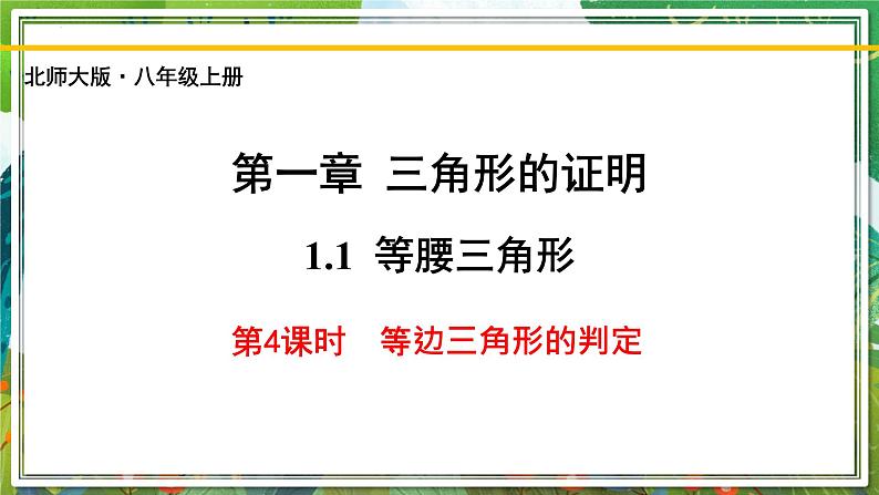 北师大版数学八年级下册 1.1.4等腰三角形（第4课时） 课件01