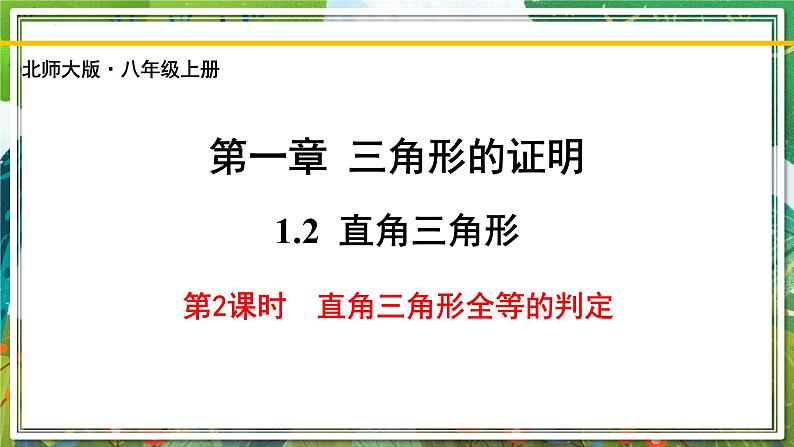 北师大版数学八年级下册 1.2.2直角三角形（第2课时） 课件第1页