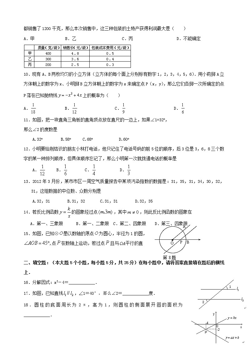 初中数学中考复习 2019年中考数学押题卷第2页
