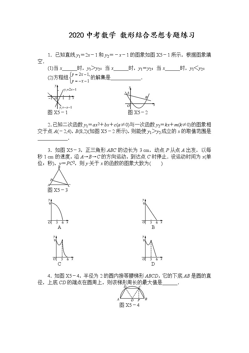 初中数学中考复习 2020中考数学 数形结合思想专题练习（含答案）01