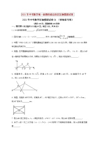 初中数学中考复习 2021年中考数学压轴模拟试卷01 （青海省专用）（原卷版）