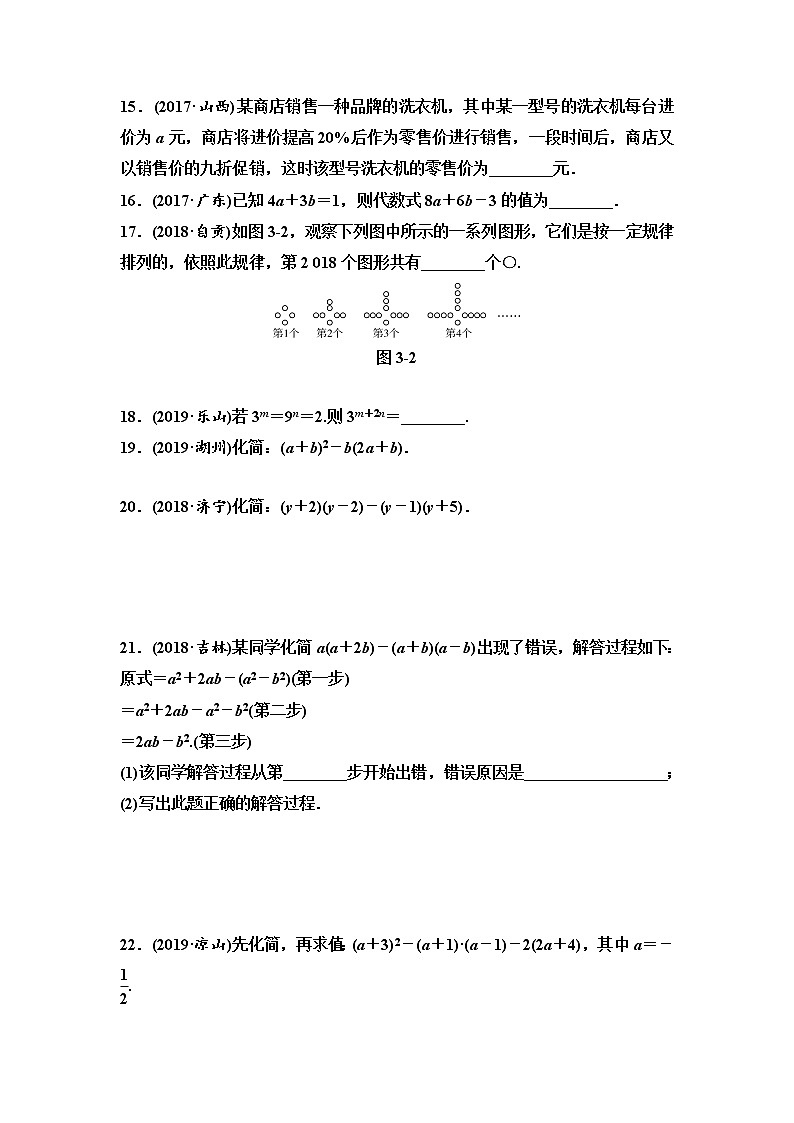 初中数学中考复习 第1部分　第2单元　第3课时　整式 试卷03