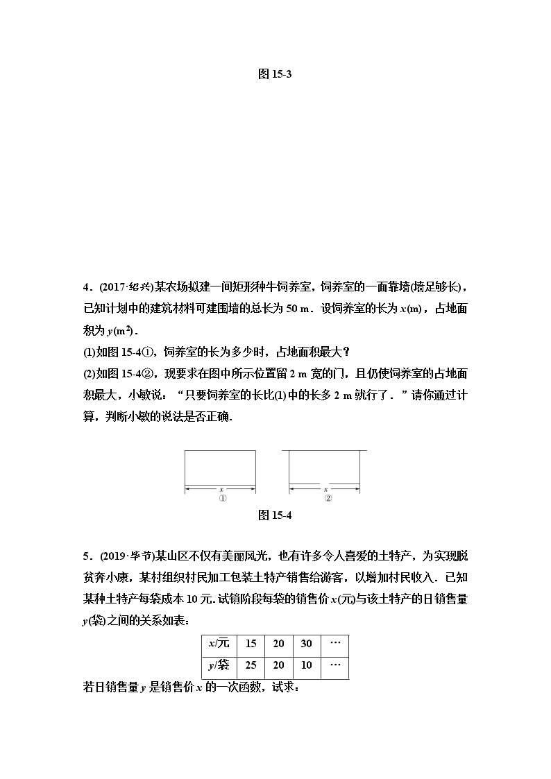 初中数学中考复习 第1部分　第4单元　第15课时　二次函数的应用 试卷02