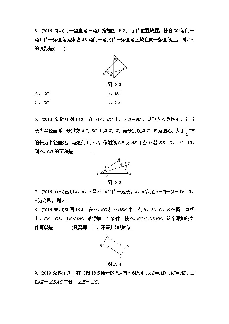 初中数学中考复习 第2部分　第6单元　第18课时　三角形与全等第2页