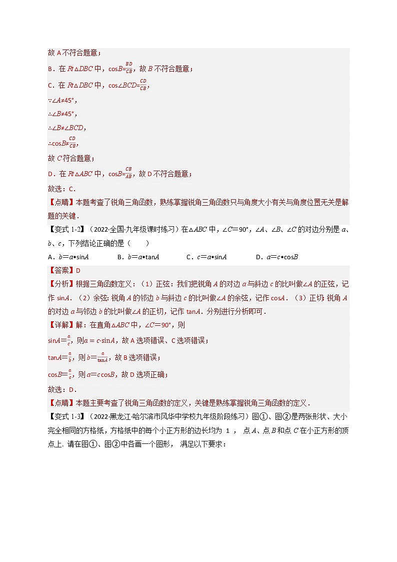 专题1.1 锐角的三角函数【十大题型】-九年级数学下册举一反三系列（浙教版）03
