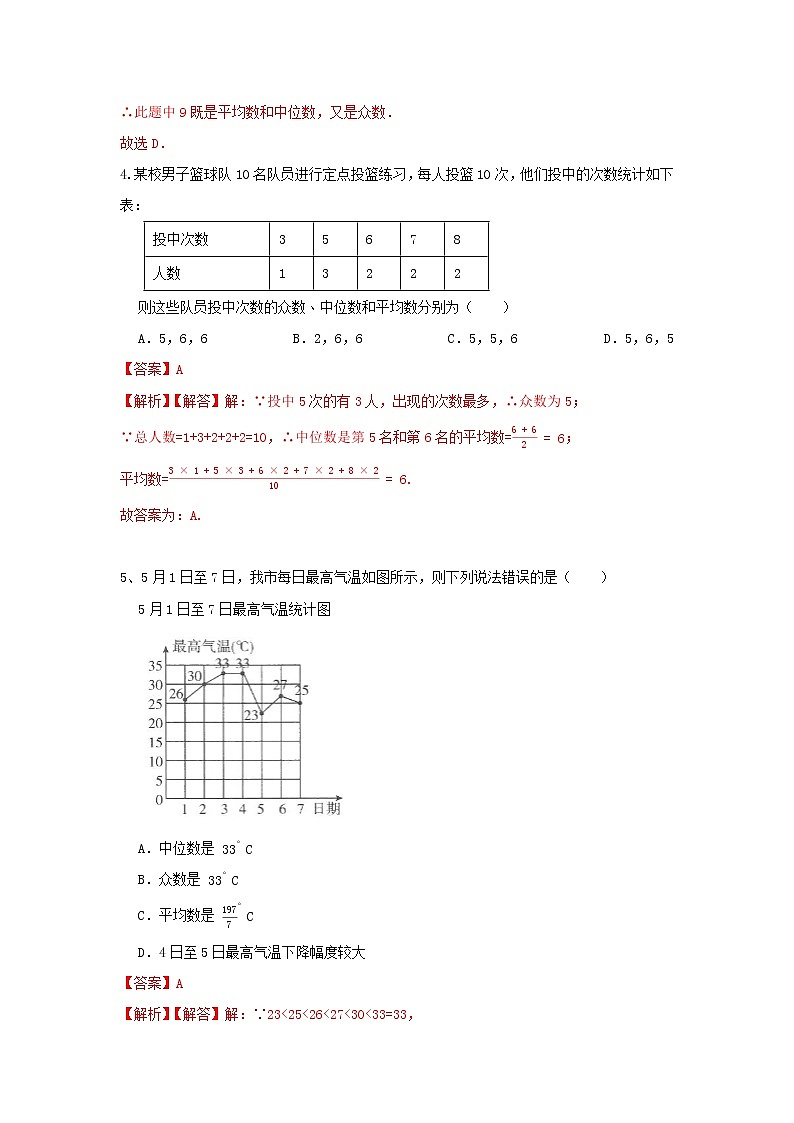 人教版数学 八下 第20章同步测试提升卷A卷 原卷+解析02