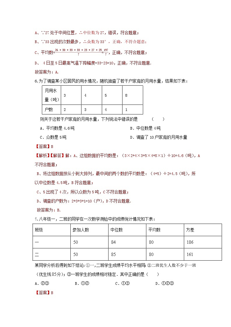 人教版数学 八下 第20章同步测试提升卷A卷 原卷+解析03