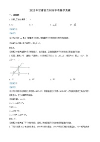 初中数学中考复习 精品解析：2022年甘肃省兰州市中考数学真题（解析版）