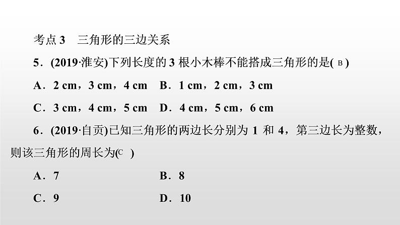 初中数学中考复习 第18讲　三角形的基础知识课件PPT第6页