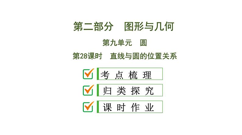 初中数学中考复习 第2部分　第9单元　第28课时　直线与圆的位置关系课件PPT01