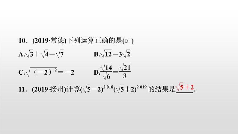 初中数学中考复习 第5讲　二次根式课件PPT第8页