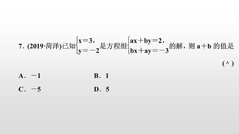 初中数学中考复习 第6讲　一次方程(组)课件PPT第8页