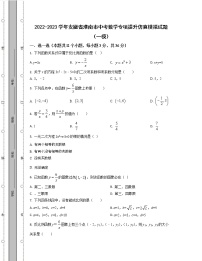 2022-2023学年安徽省淮南市中考数学专项提升仿真模拟试题（一模二模）含解析