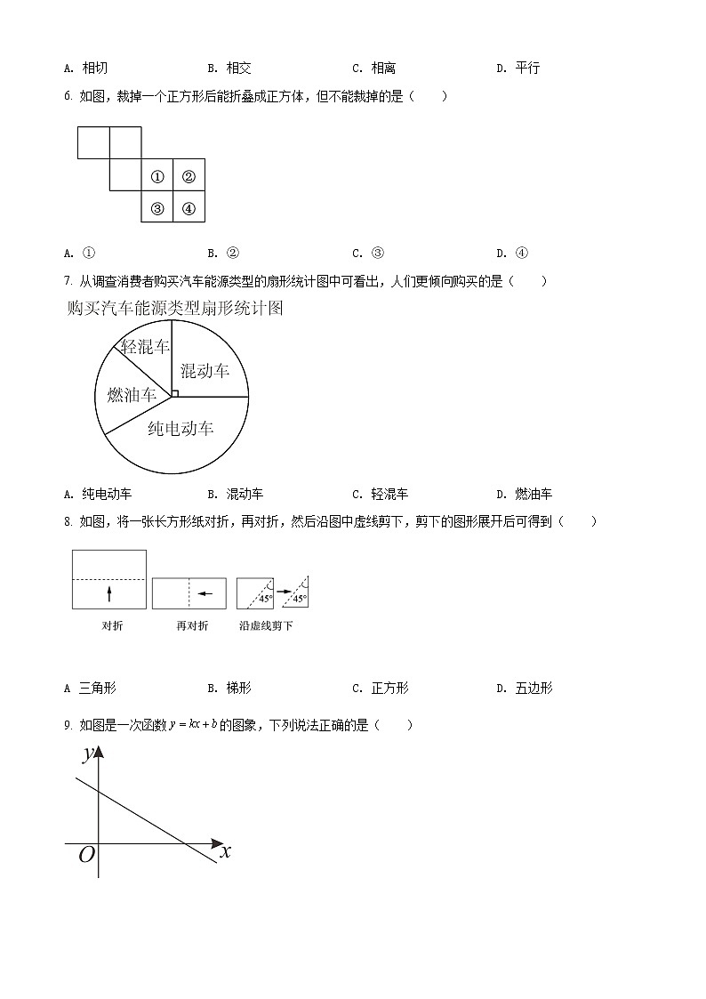 初中数学中考复习 精品解析：2022年贵州省六盘水市中考数学试题卷（原卷版）02