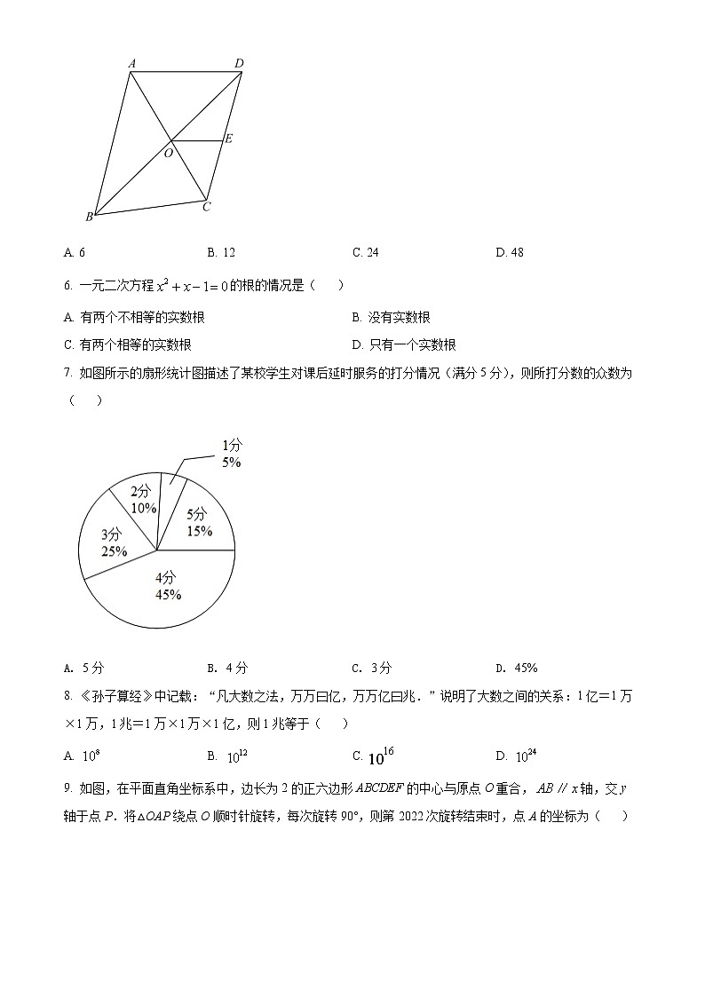 初中数学中考复习 精品解析：2022年河南省中考数学真题（原卷版）02