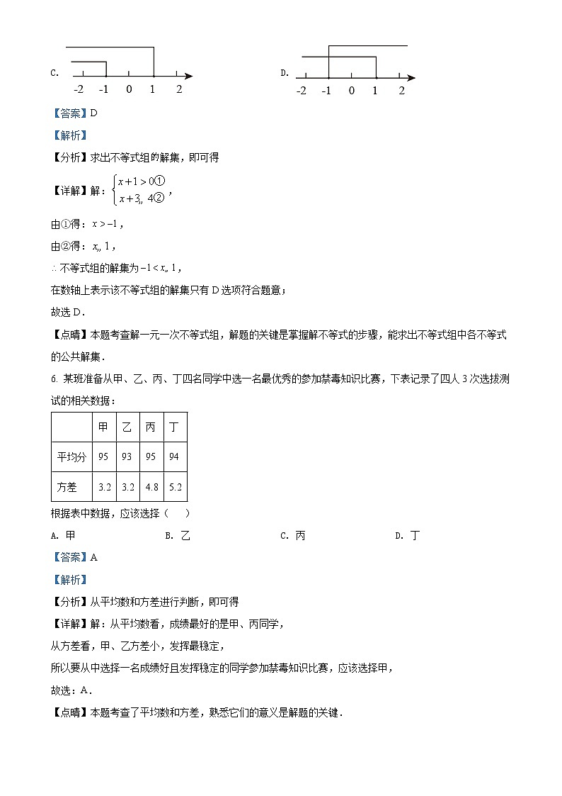初中数学中考复习 精品解析：2022年湖南省张家界市中考数学真题（解析版）03