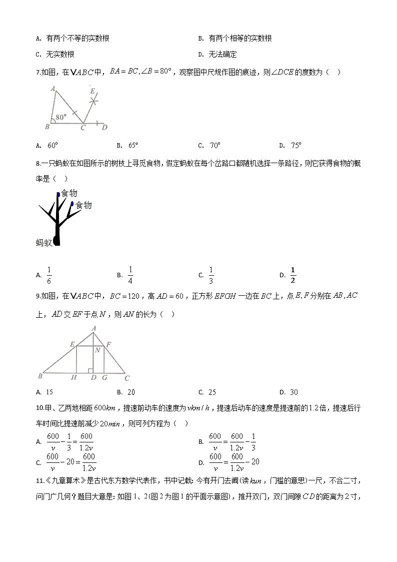 初中数学中考复习 精品解析：广西北部湾经济区2020年中考数学试题（原卷版）02