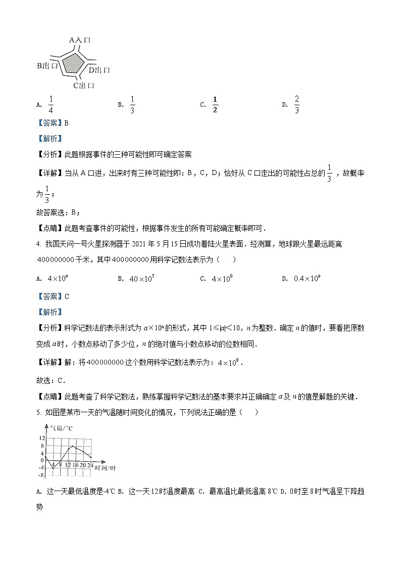 初中数学中考复习 精品解析：广西来宾市2021年中考数学真题（解析版）02