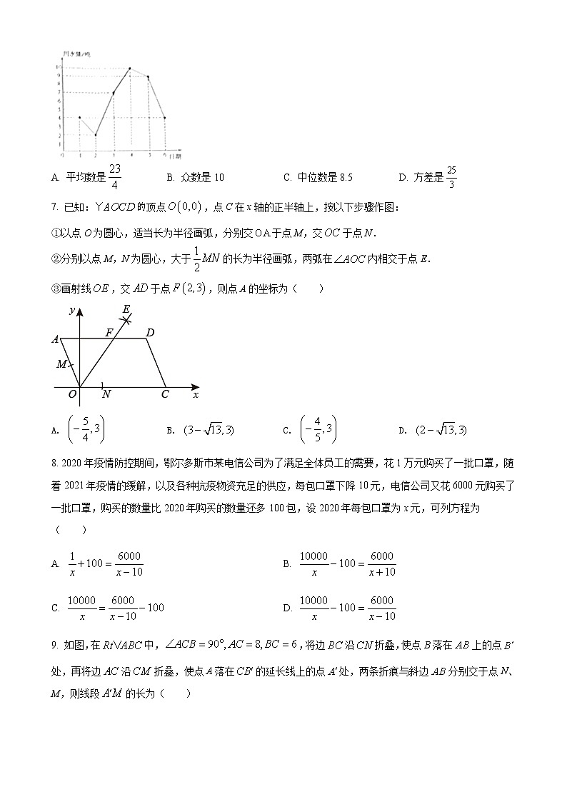 初中数学中考复习 精品解析：内蒙古鄂尔多斯2021年中考数学试题（原卷版）02