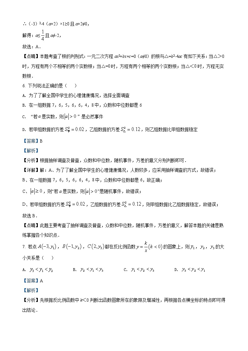 初中数学中考复习 精品解析：四川省广安市2021年中考数学真题（解析版）03