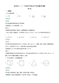 初中数学中考复习 精品解析：四川省泸州市2021年中考数学真题（解析版）