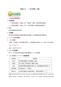 初中数学中考复习 考点04 一次方程（组）-备战2020年中考数学考点一遍过